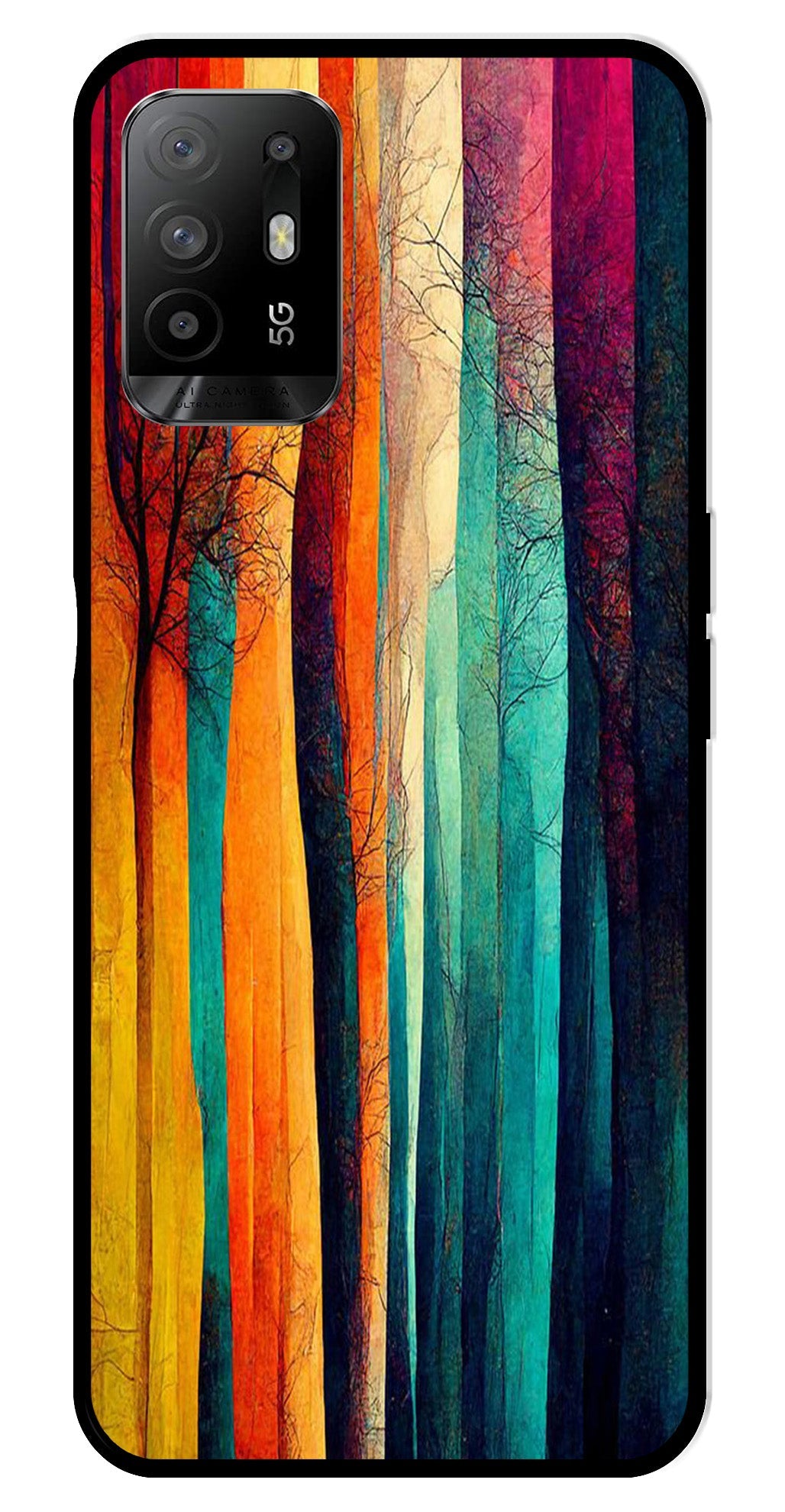 Modern Art Colorful Metal Mobile Case for Oppo A95   (Design No -47)