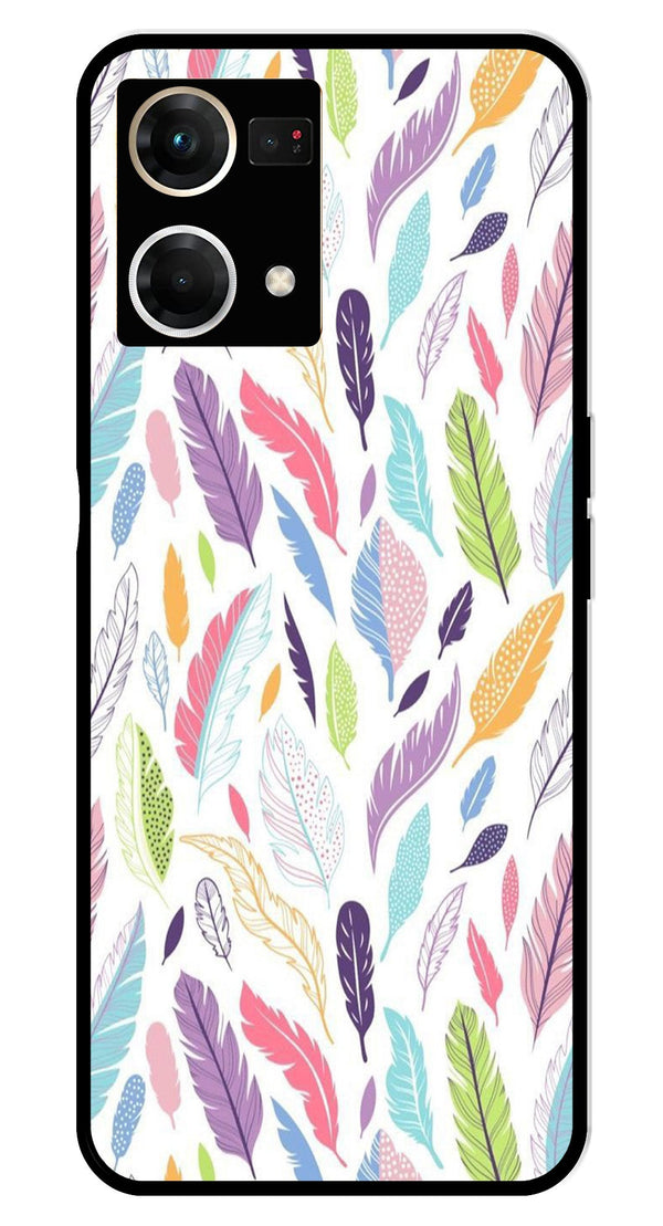 Colorful Feathers Metal Mobile Case for Oppo F21 Pro    (Design No -06)