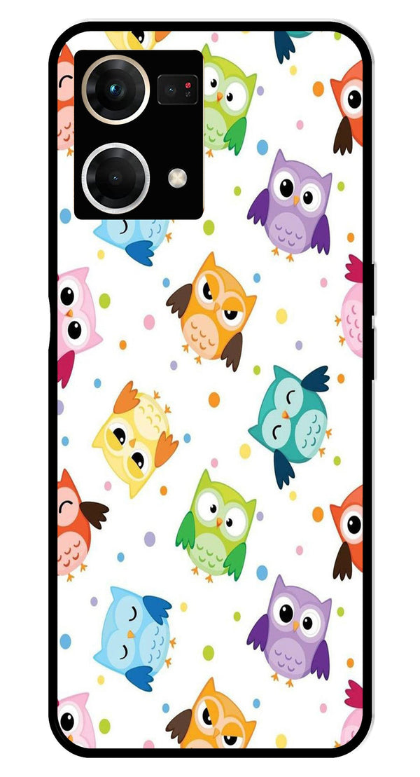 Owls Pattern Metal Mobile Case for Oppo F21 Pro    (Design No -20)