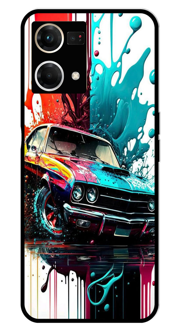 Vintage Car Metal Mobile Case for Oppo F21 Pro    (Design No -29)