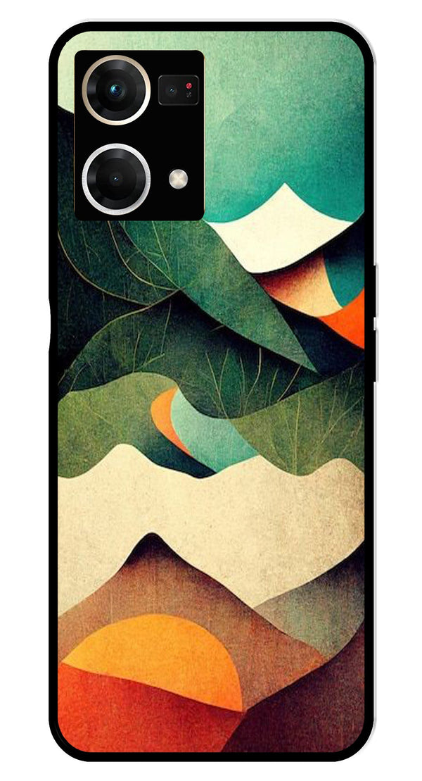 MultiColor Pattern Metal Mobile Case for Oppo F21 Pro    (Design No -43)