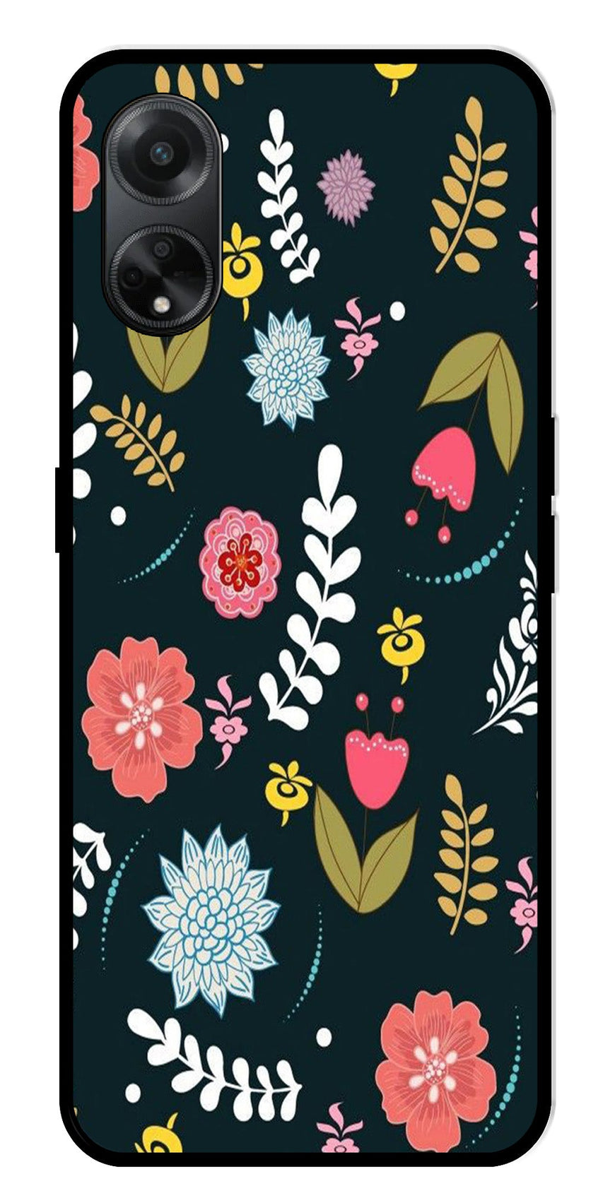 Floral Pattern2 Metal Mobile Case for Oppo F23 5G    (Design No -12)