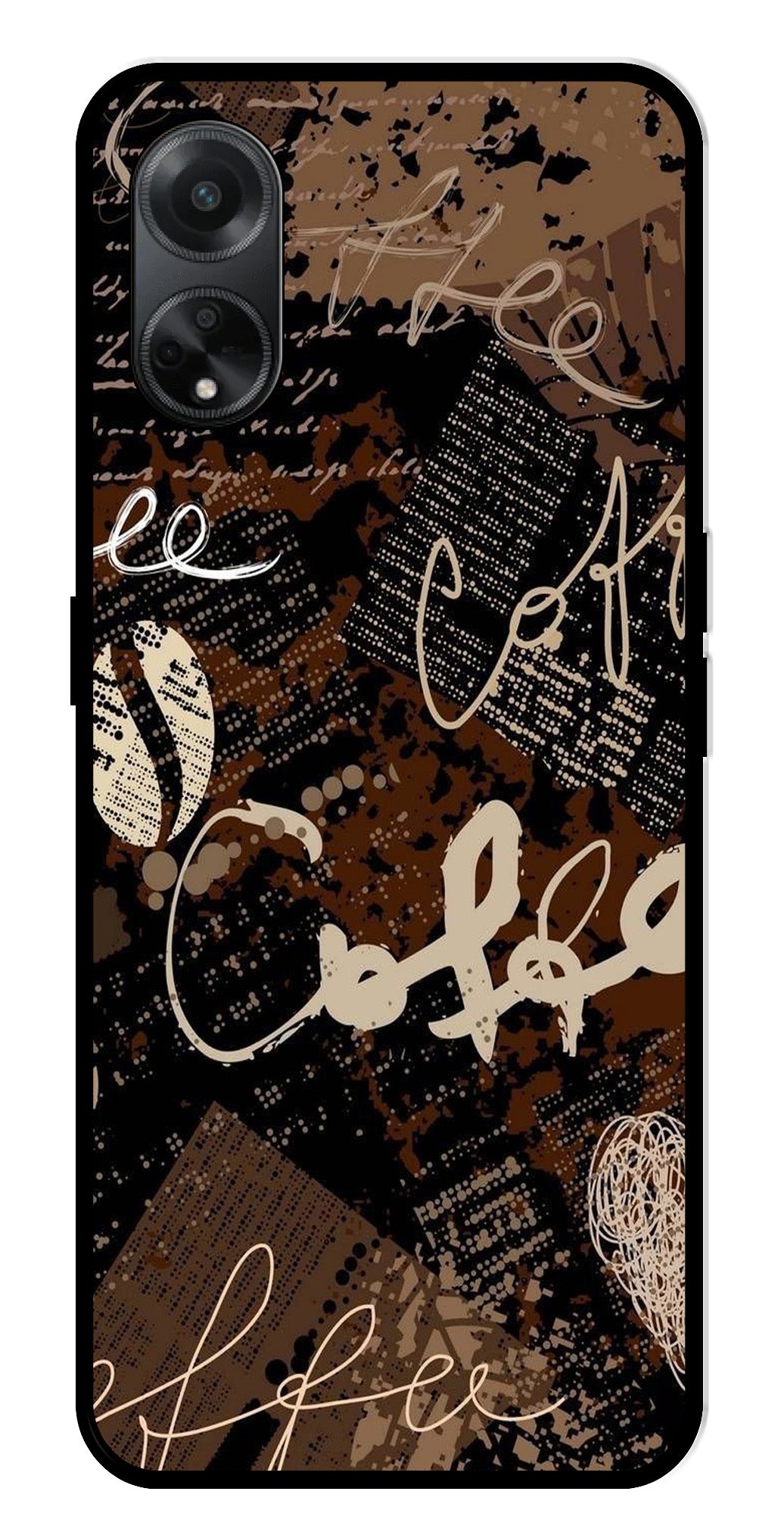 Coffee Pattern Metal Mobile Case for Oppo A1 5G    (Design No -37)