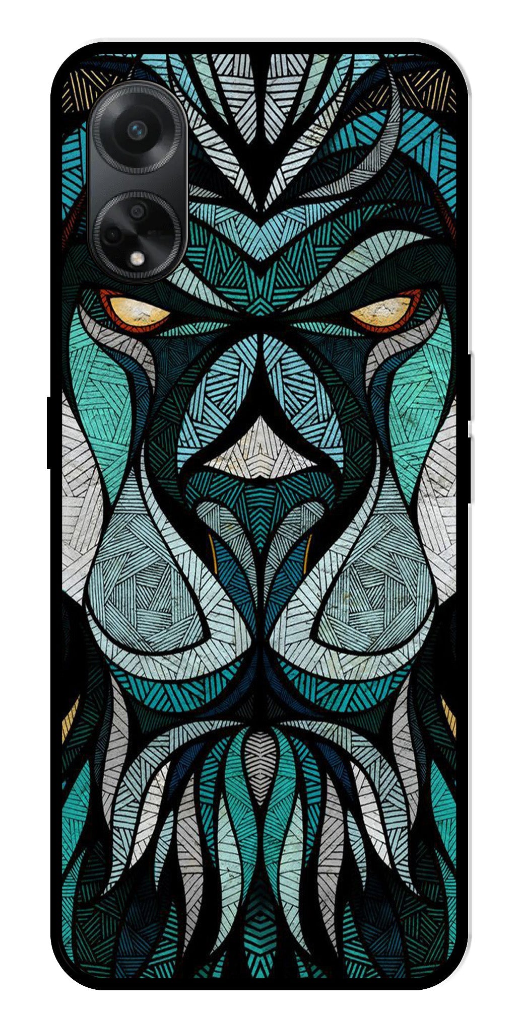 Lion Pattern Metal Mobile Case for Oppo A1 5G    (Design No -40)