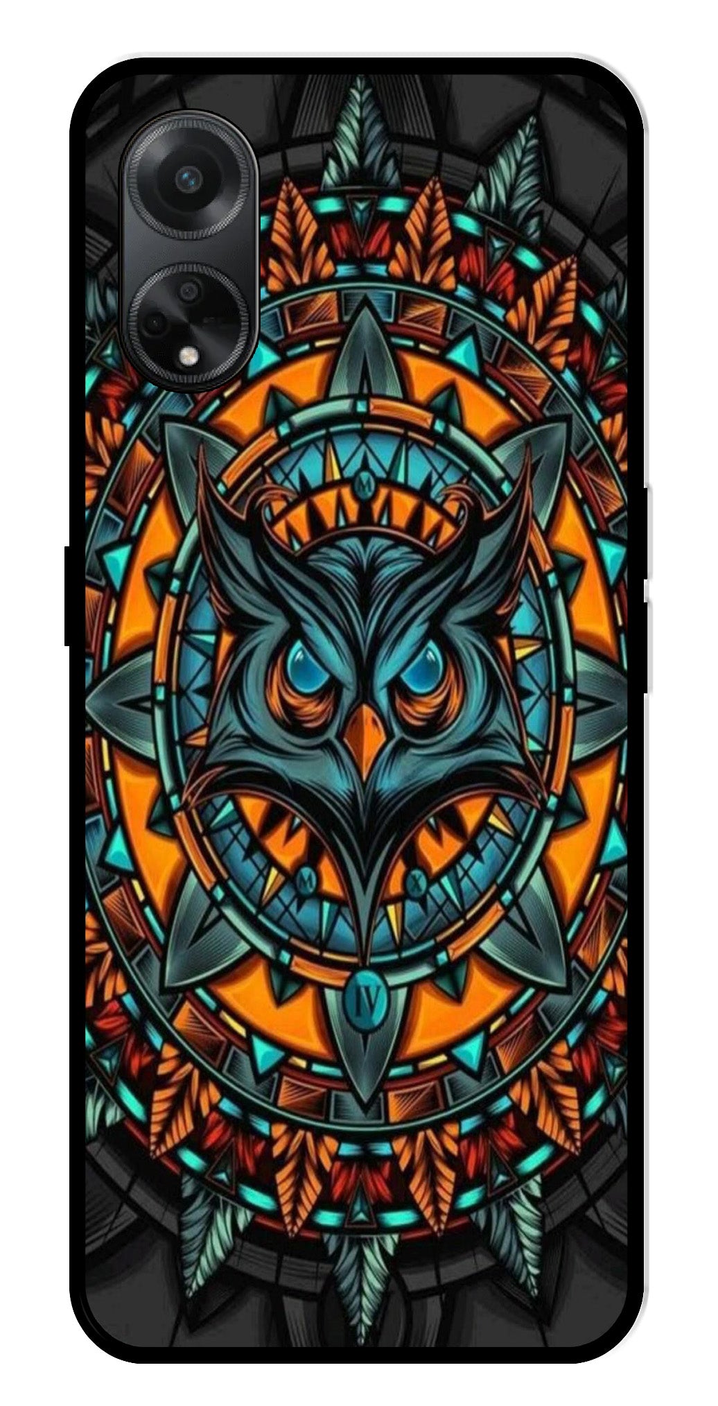 Owl Pattern Metal Mobile Case for Oppo A1 5G    (Design No -42)