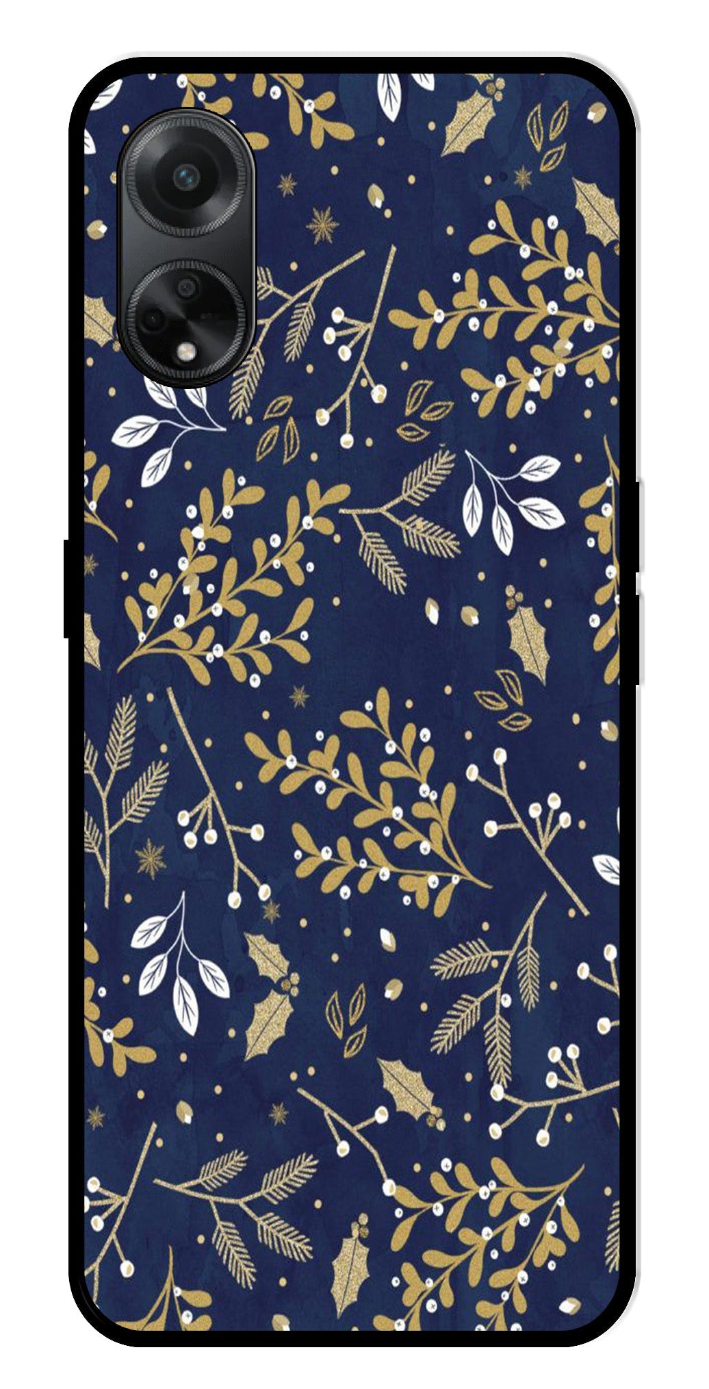 Floral Pattern  Metal Mobile Case for Oppo A1 5G    (Design No -52)