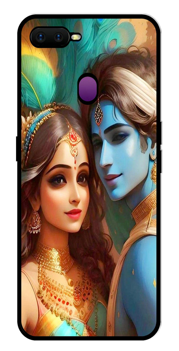 Lord Radha Krishna Metal Mobile Case for Oppo F9   (Design No -01)
