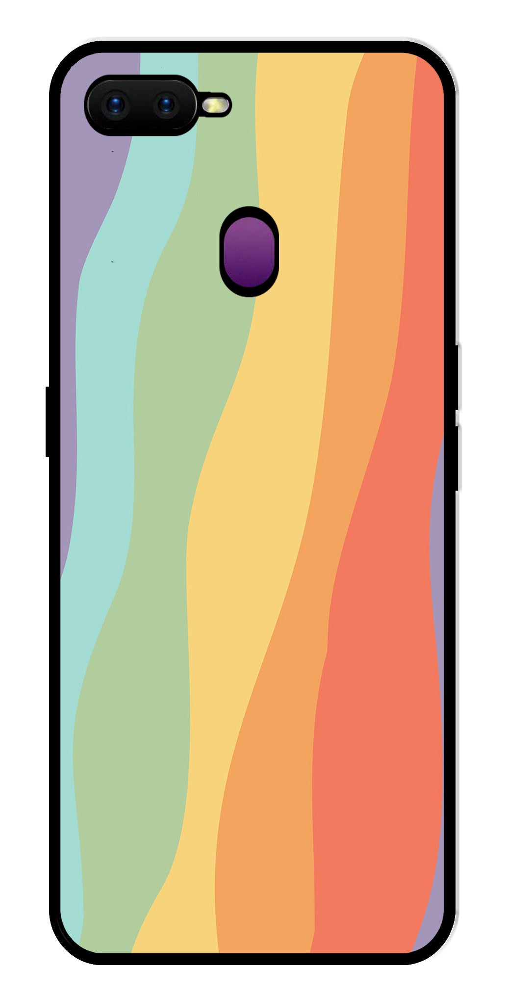 Muted Rainbow Metal Mobile Case for Oppo F9   (Design No -02)