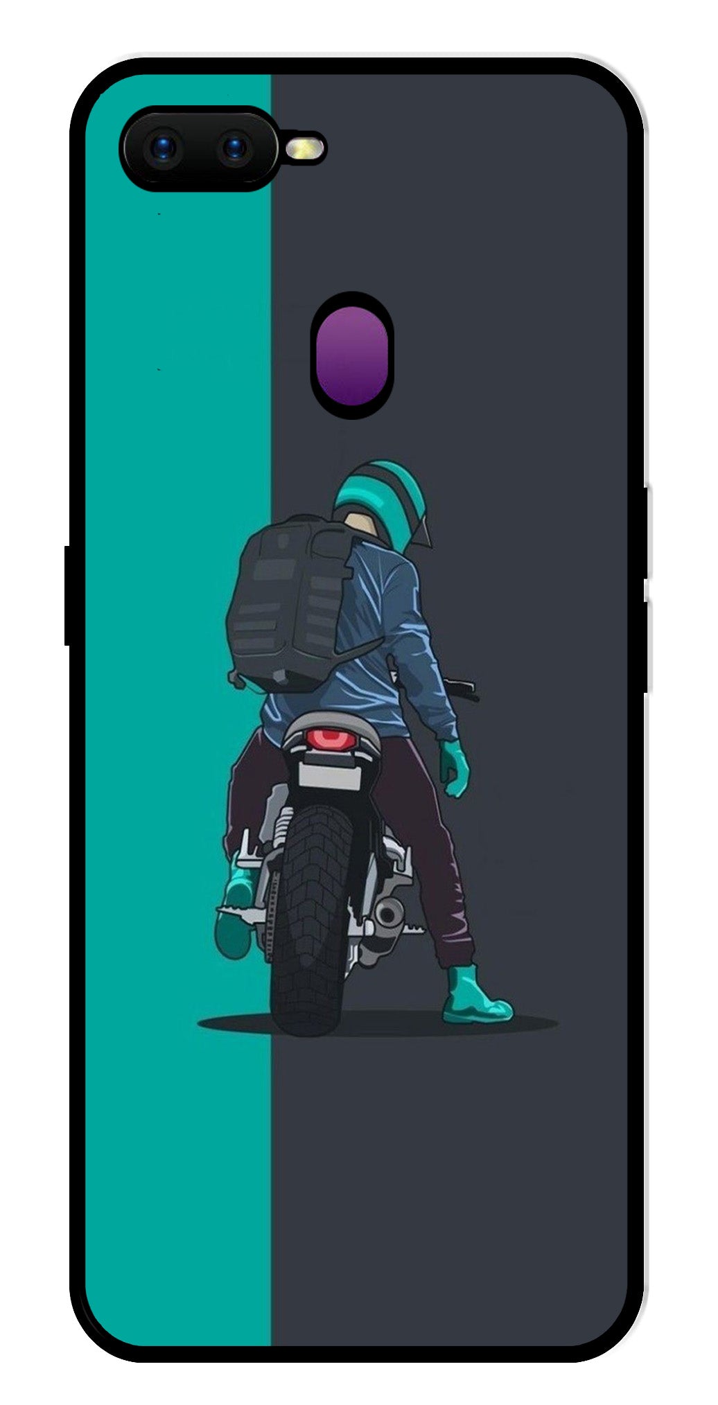 Bike Lover Metal Mobile Case for Oppo F9   (Design No -05)