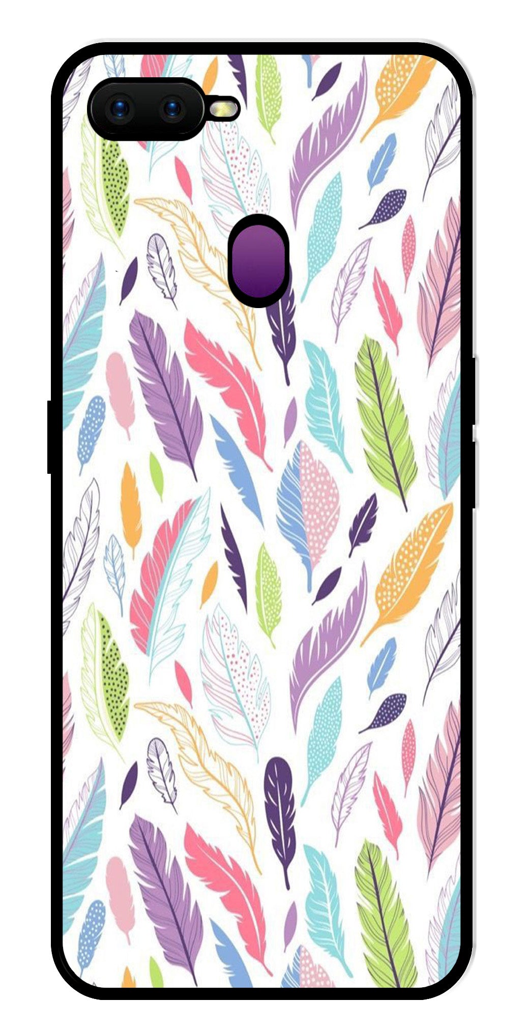 Colorful Feathers Metal Mobile Case for Oppo F9   (Design No -06)