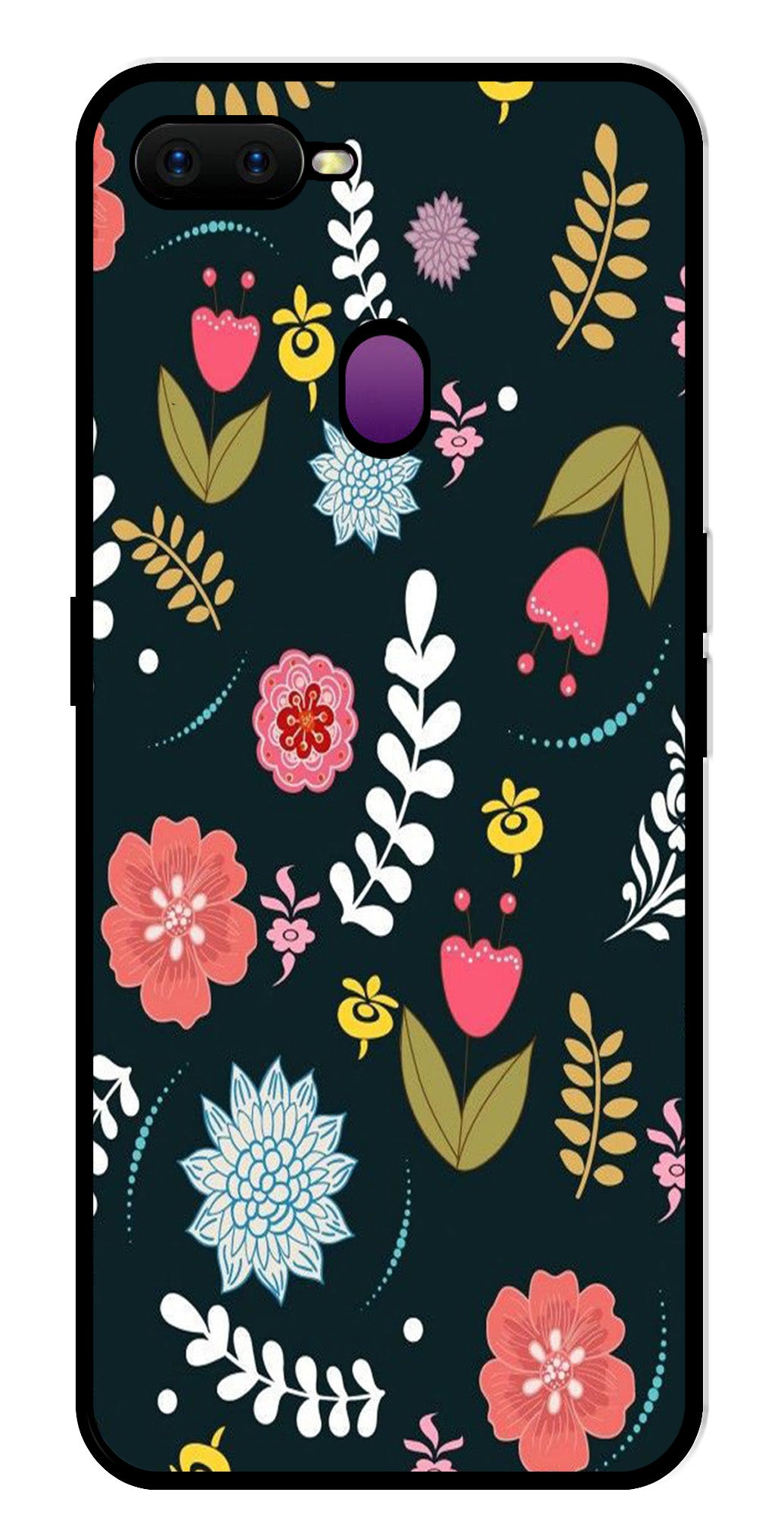 Floral Pattern2 Metal Mobile Case for Oppo F9   (Design No -12)