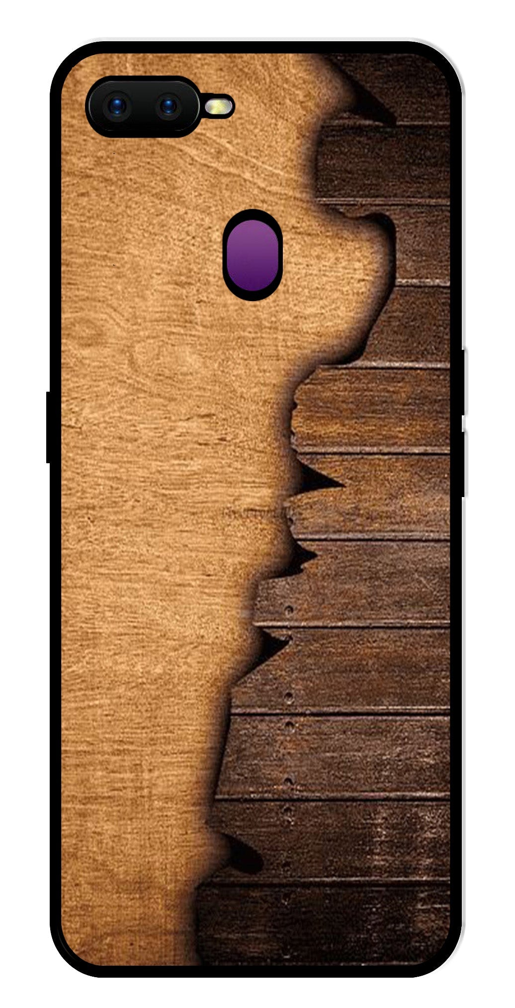 Wooden Design Metal Mobile Case for Oppo F9   (Design No -13)