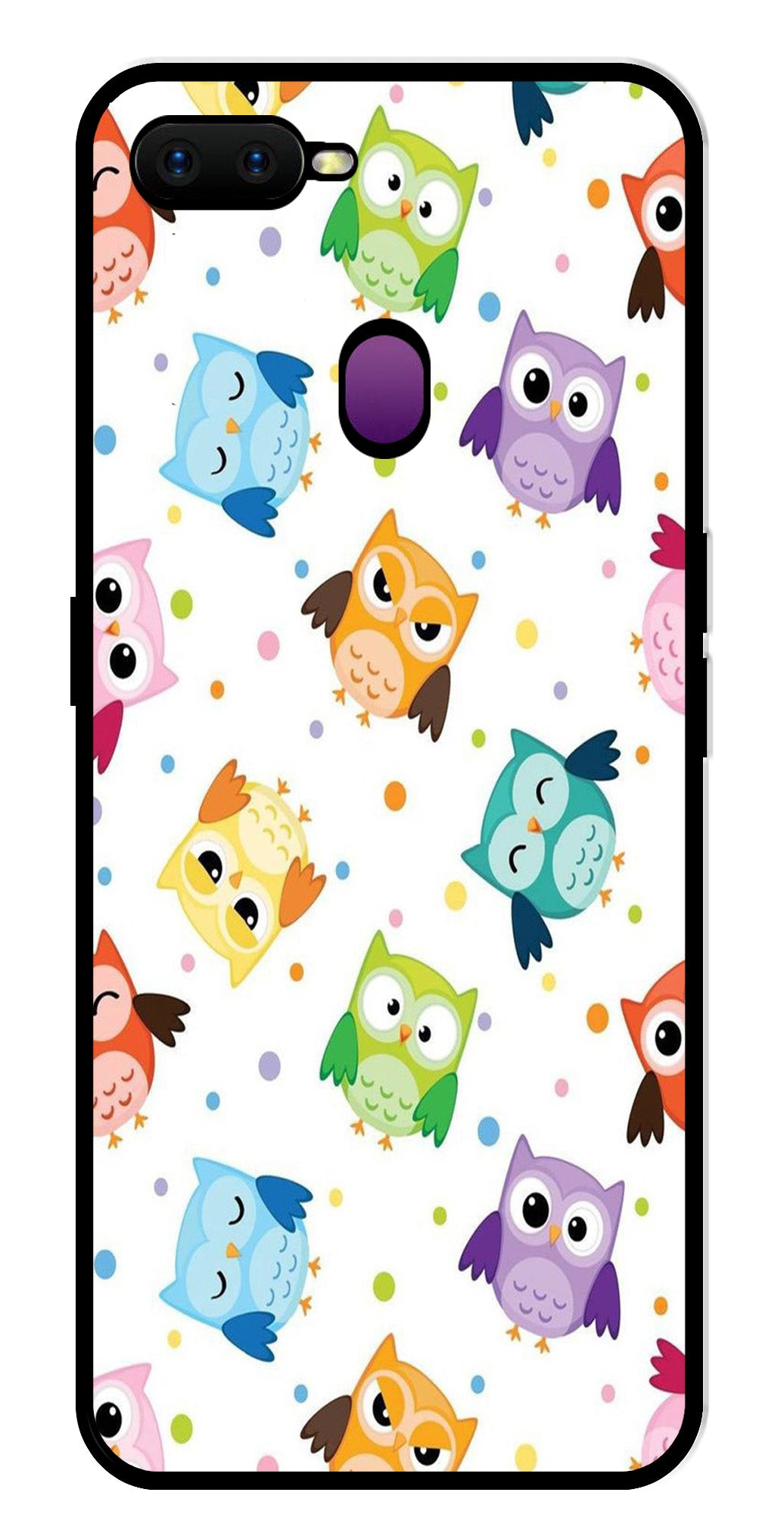 Owls Pattern Metal Mobile Case for Oppo F9   (Design No -20)