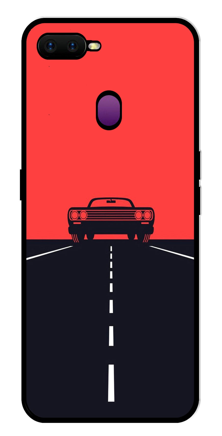 Car Lover Metal Mobile Case for Oppo F9   (Design No -21)
