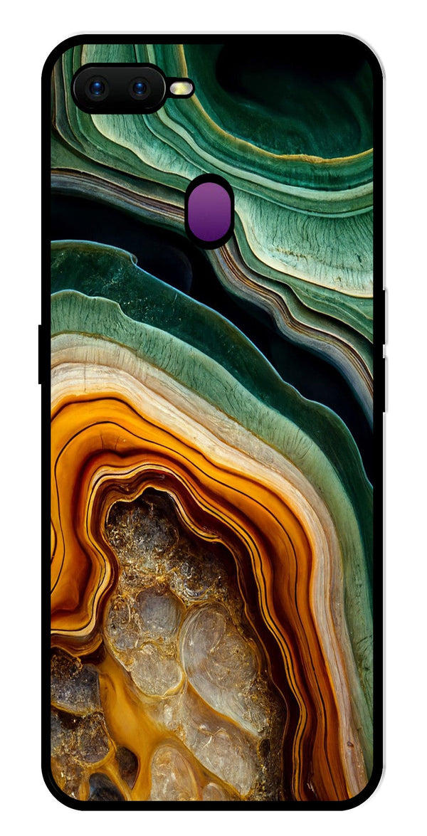 Marble Design Metal Mobile Case for Oppo F9   (Design No -28)