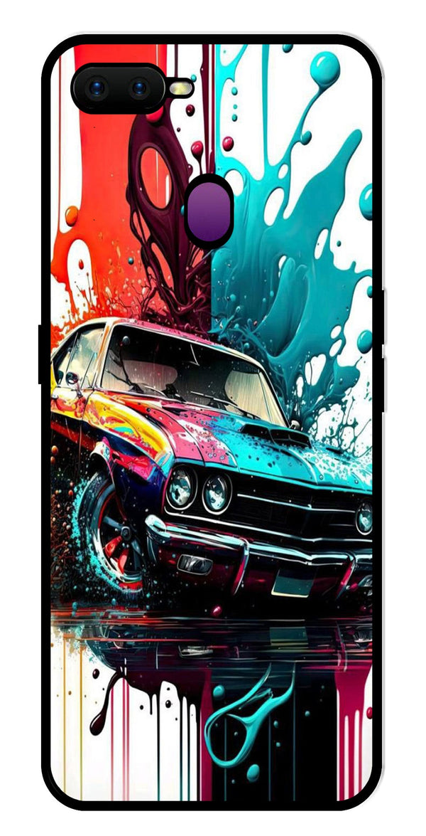Vintage Car Metal Mobile Case for Oppo F9   (Design No -29)