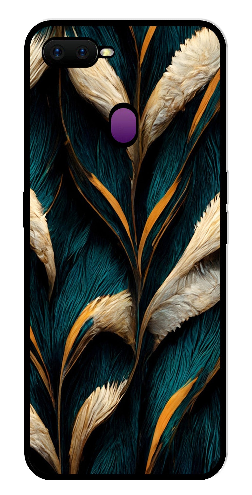 Feathers Metal Mobile Case for Oppo F9   (Design No -30)