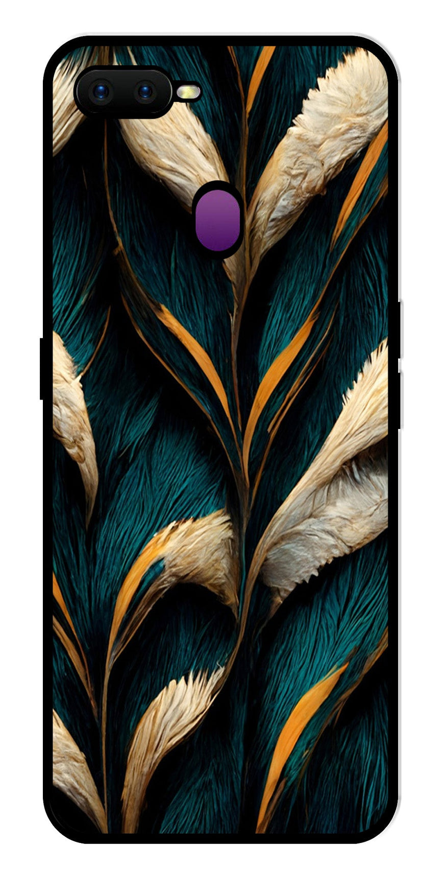 Feathers Metal Mobile Case for Oppo F9   (Design No -30)