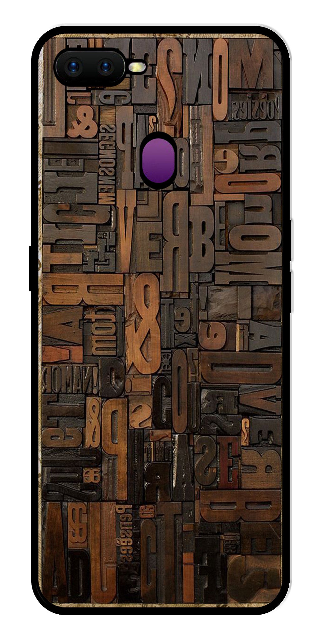 Alphabets Metal Mobile Case for Oppo F9   (Design No -32)