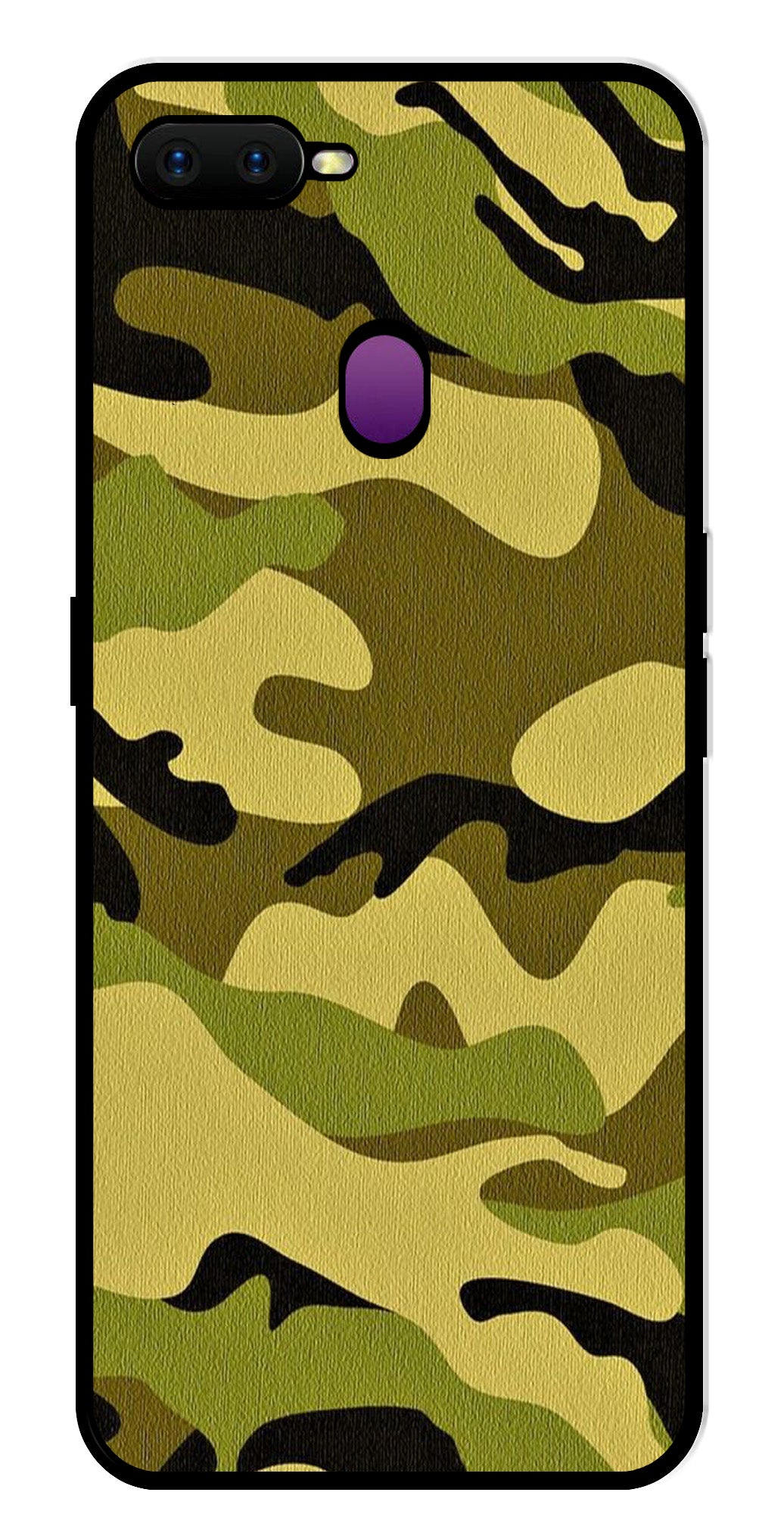 Army Pattern Metal Mobile Case for Oppo F9   (Design No -35)