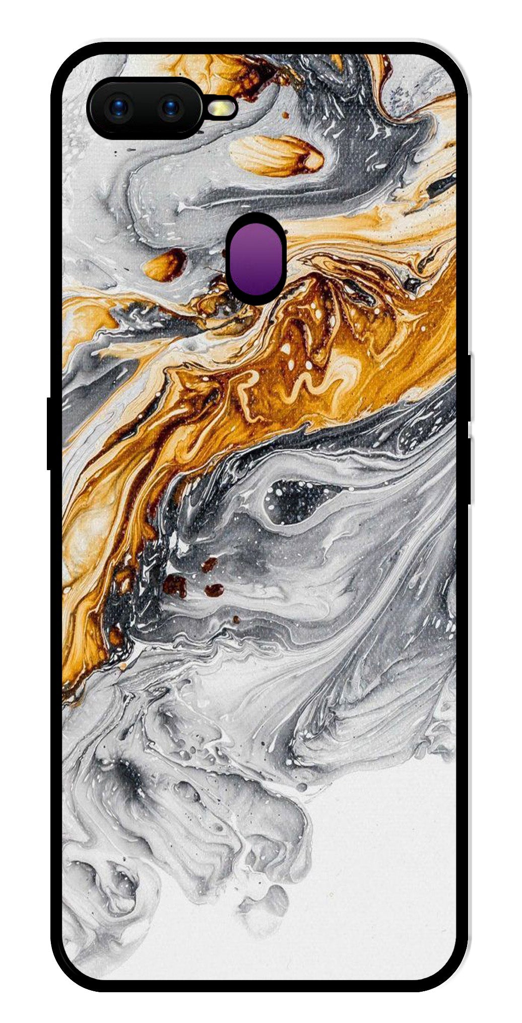 Marble Pattern Metal Mobile Case for Oppo F9   (Design No -36)