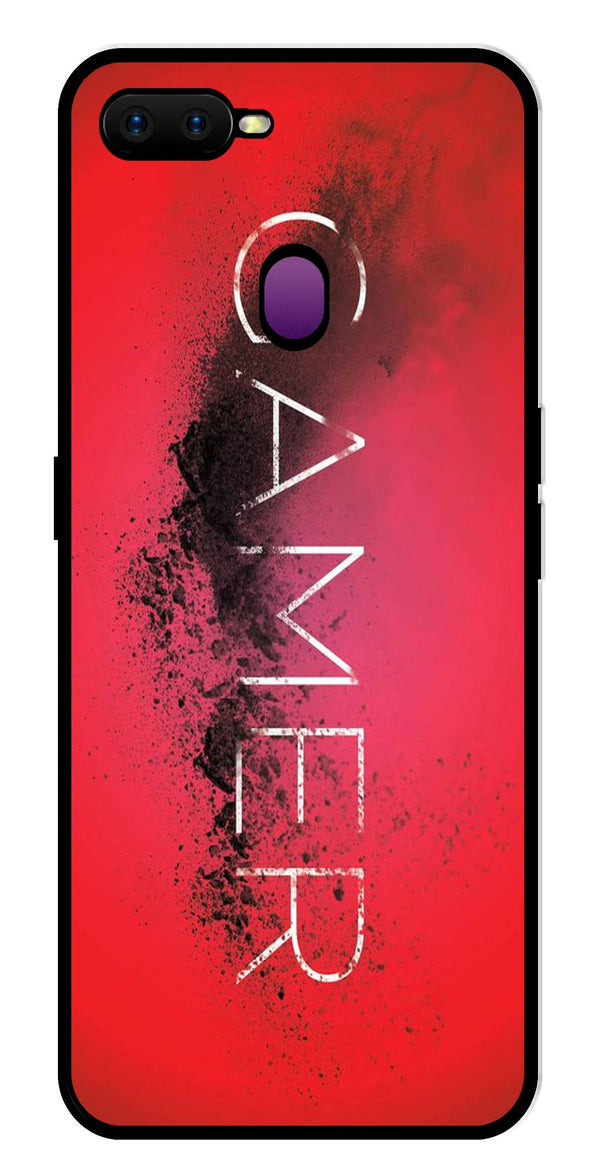 Gamer Pattern Metal Mobile Case for Oppo F9   (Design No -41)