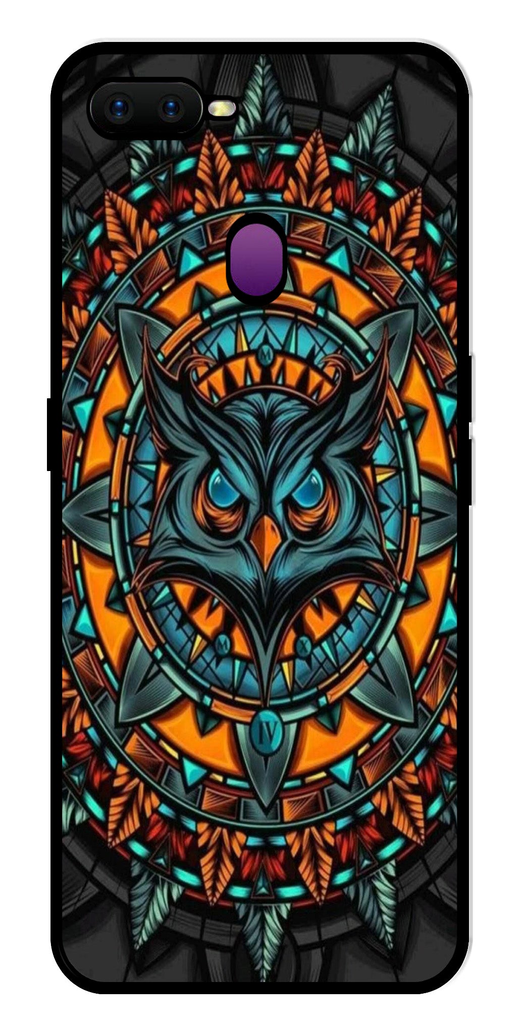 Owl Pattern Metal Mobile Case for Oppo F9   (Design No -42)