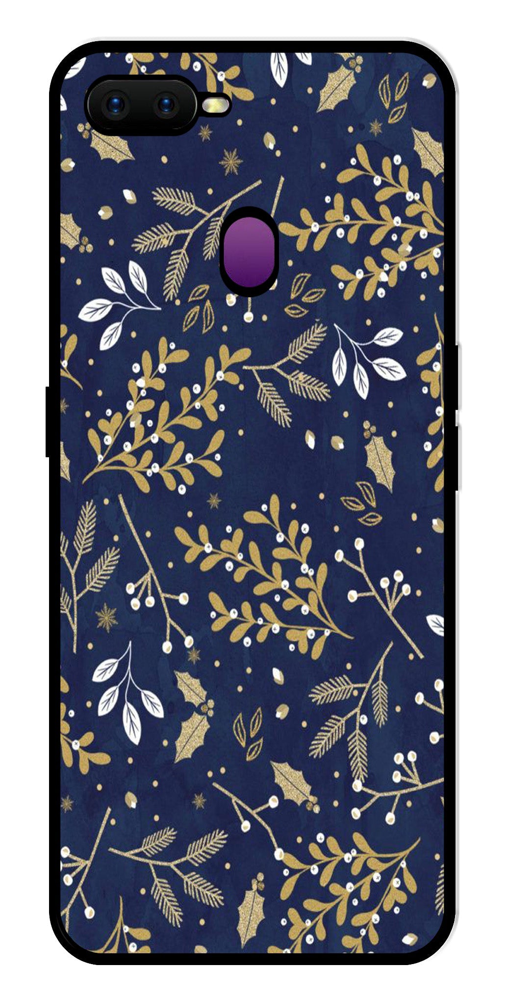 Floral Pattern  Metal Mobile Case for Oppo F9   (Design No -52)