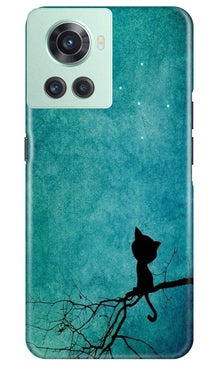 Moon cat Mobile Back Case for OnePlus 10R 5G (Design - 70)