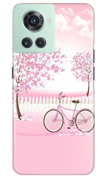 Pink Flowers Cycle Mobile Back Case for OnePlus 10R 5G  (Design - 102)