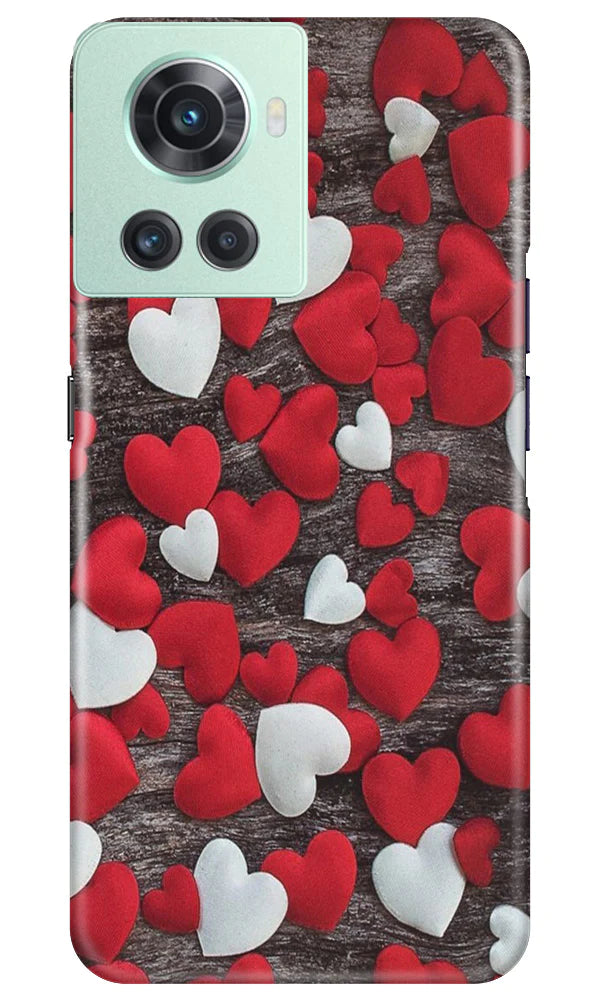 Red White Hearts Case for OnePlus 10R 5G(Design - 105)