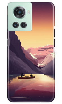 Mountains Boat Mobile Back Case for OnePlus 10R 5G (Design - 150)
