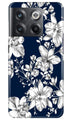 White flowers Blue Background Case for OnePlus 10T 5G