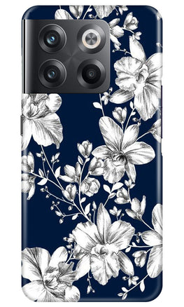 White flowers Blue Background Case for OnePlus 10T 5G