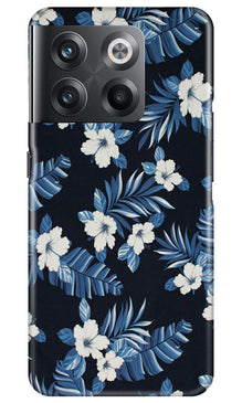 White flowers Blue Background2 Mobile Back Case for OnePlus 10T 5G (Design - 15)