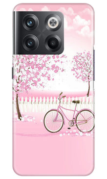 Pink Flowers Cycle Mobile Back Case for OnePlus 10T 5G  (Design - 102)