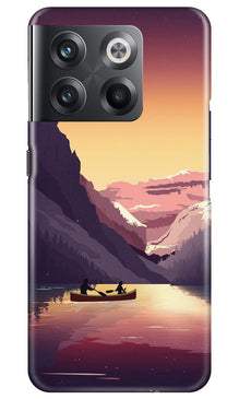 Mountains Boat Mobile Back Case for OnePlus 10T 5G (Design - 150)