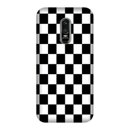 Black White Boxes Mobile Back Case for OnePlus 6 (Design - 372)