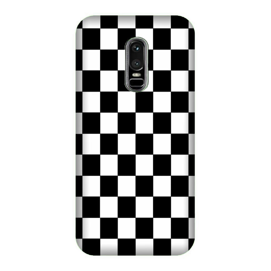 Black White Boxes Mobile Back Case for OnePlus 6   (Design - 372)