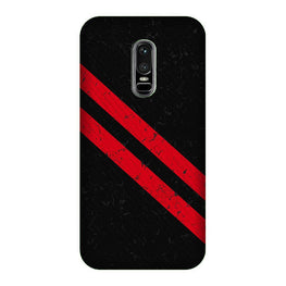 Black Red Pattern Mobile Back Case for OnePlus 6 (Design - 373)