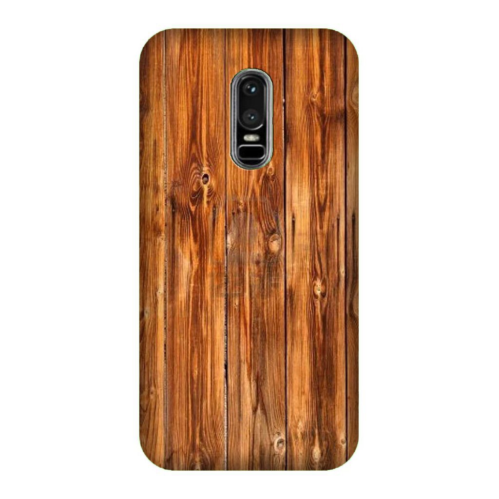 Wooden Texture Mobile Back Case for OnePlus 6 (Design - 376)