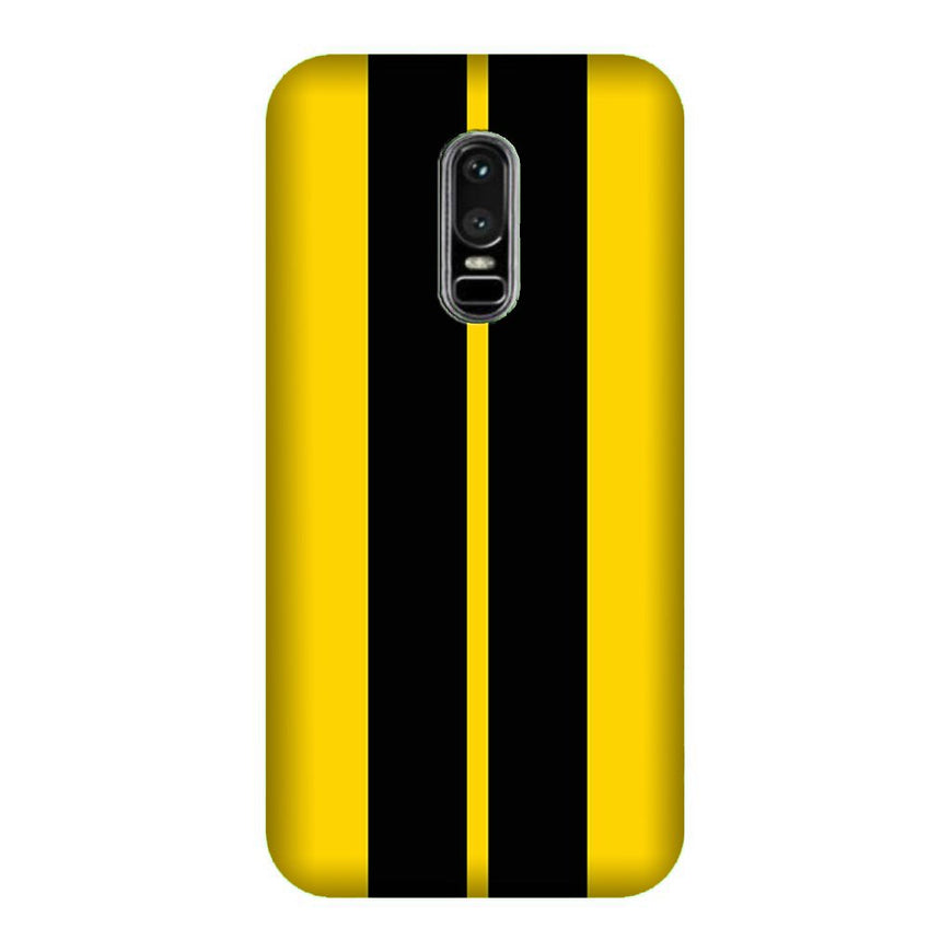 Black Yellow Pattern Mobile Back Case for OnePlus 6   (Design - 377)
