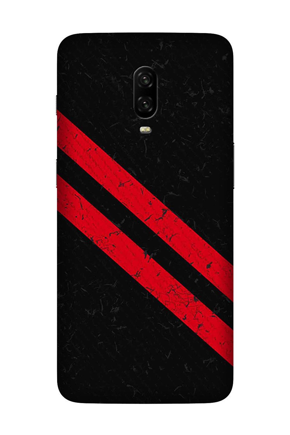Black Red Pattern Mobile Back Case for OnePlus 7  (Design - 373)