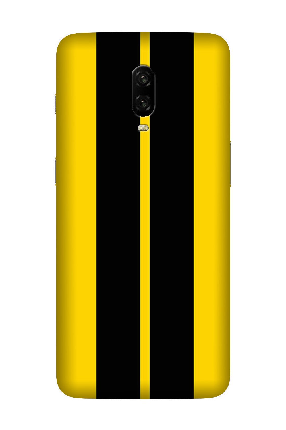 Black Yellow Pattern Mobile Back Case for OnePlus 6T(Design - 377)