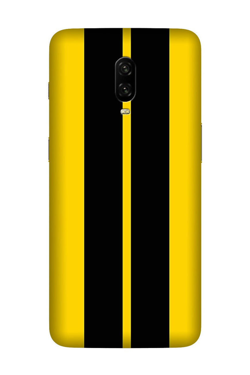 Black Yellow Pattern Mobile Back Case for OnePlus 7  (Design - 377)