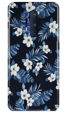 White flowers Blue Background2 Mobile Back Case for OnePlus 8 Pro (Design - 15)