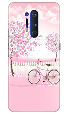 Pink Flowers Cycle Mobile Back Case for OnePlus 8 Pro  (Design - 102)