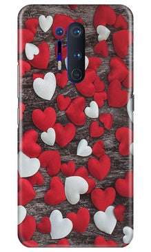 Red White Hearts Mobile Back Case for OnePlus 8 Pro  (Design - 105)
