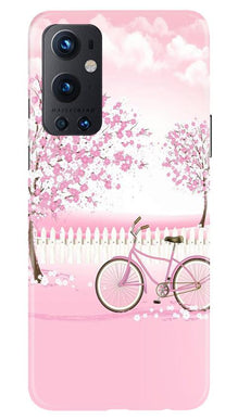 Pink Flowers Cycle Mobile Back Case for OnePlus 9 Pro  (Design - 102)