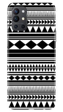 Black white Pattern Mobile Back Case for OnePlus 9R (Design - 5)